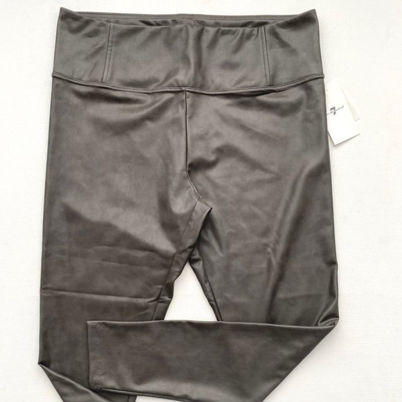 7 For All Mankind Plus Size Faux Leather Leggings Grey - Picture 2 of 3
